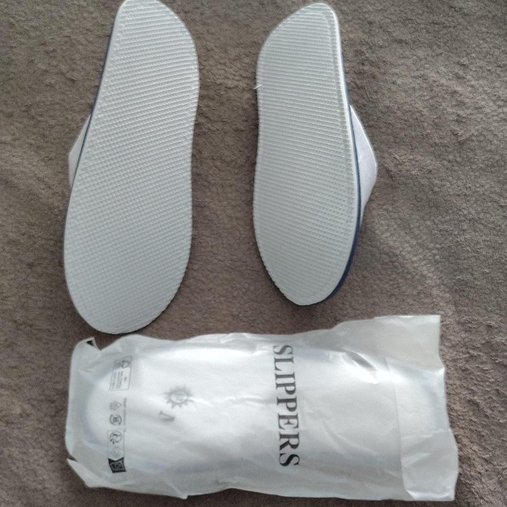 White and Blue Women's Slippers - Picture 2 of 3